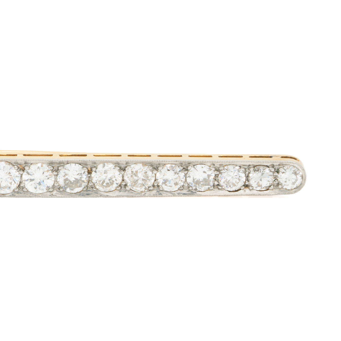 ART DECO FRENCH 18K YELLOW GOLD, PLATINUM AND 3 CARATS DIAMOND THIN DIAMOND BROOCH c.1930s