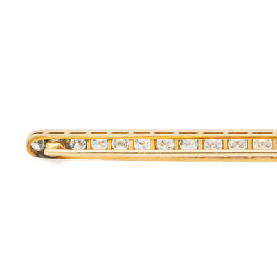 ART DECO FRENCH 18K YELLOW GOLD, PLATINUM AND 3 CARATS DIAMOND THIN DIAMOND BROOCH c.1930s