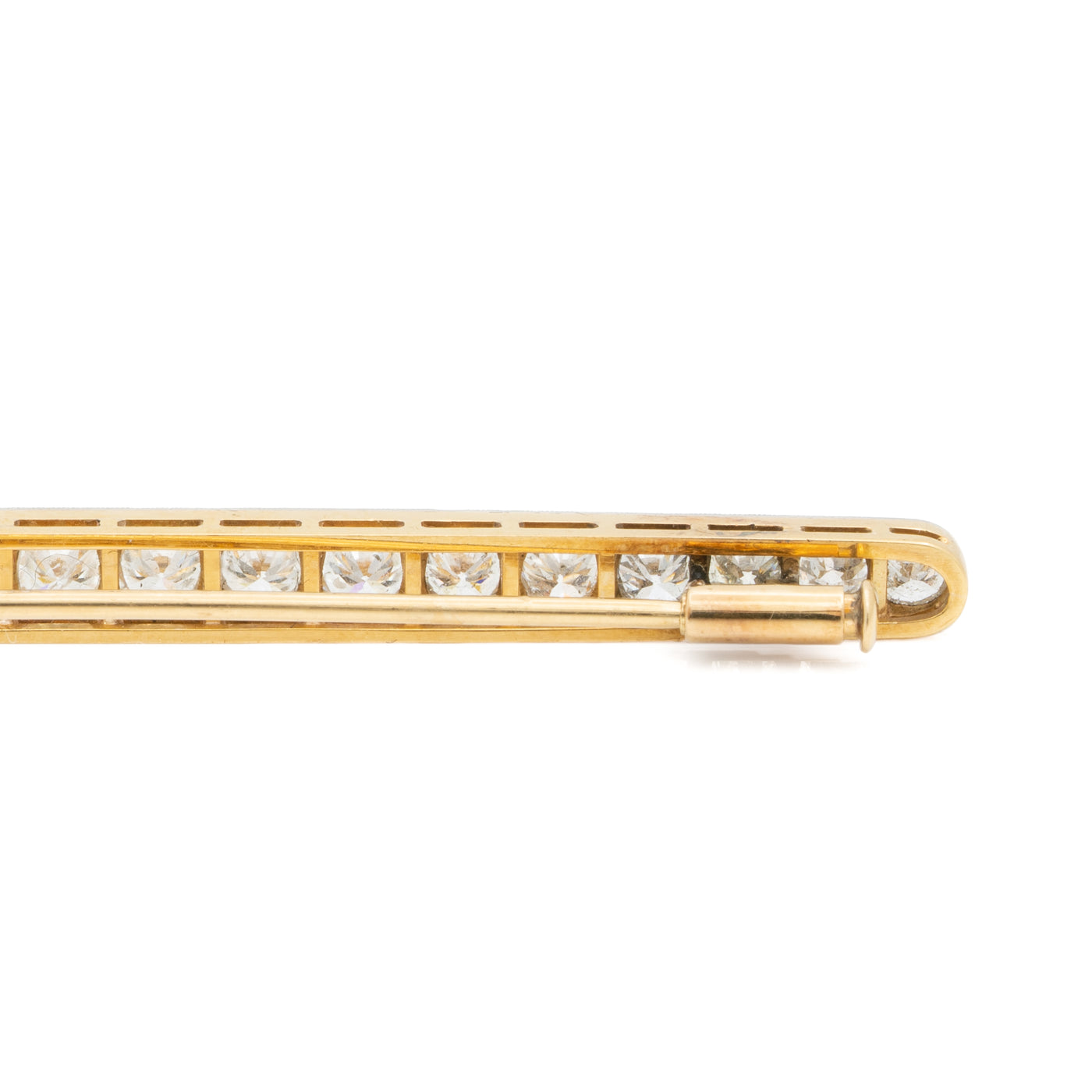 ART DECO FRENCH 18K YELLOW GOLD, PLATINUM AND 3 CARATS DIAMOND THIN DIAMOND BROOCH c.1930s