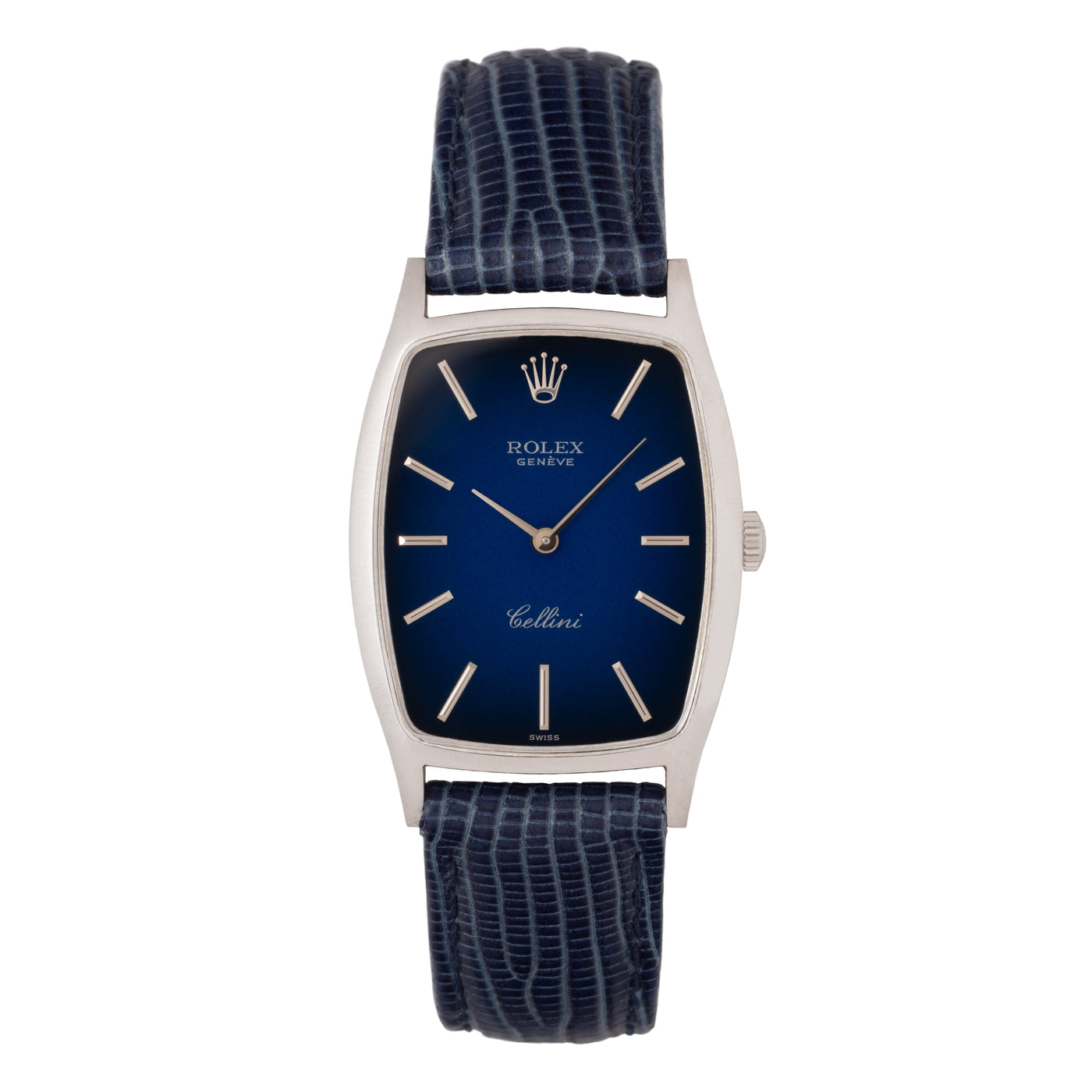 ROLEX CELLINI 18 KARAT WHITE MODEL 3807 BLUE VIGNETTE