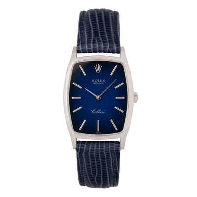 ROLEX CELLINI 18 KARAT WHITE MODEL 3807 BLUE VIGNETTE