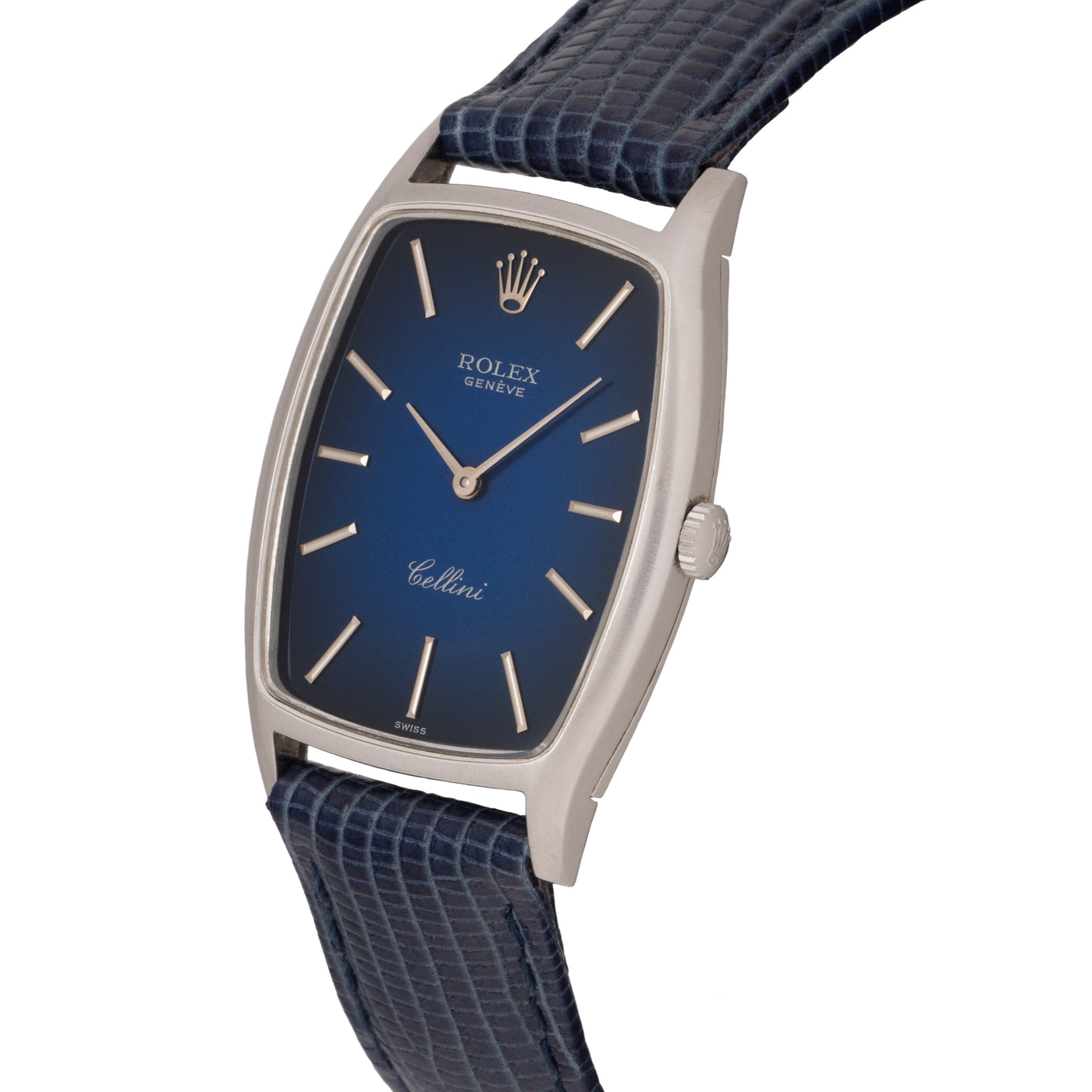 ROLEX CELLINI 18 KARAT WHITE MODEL 3807 BLUE VIGNETTE