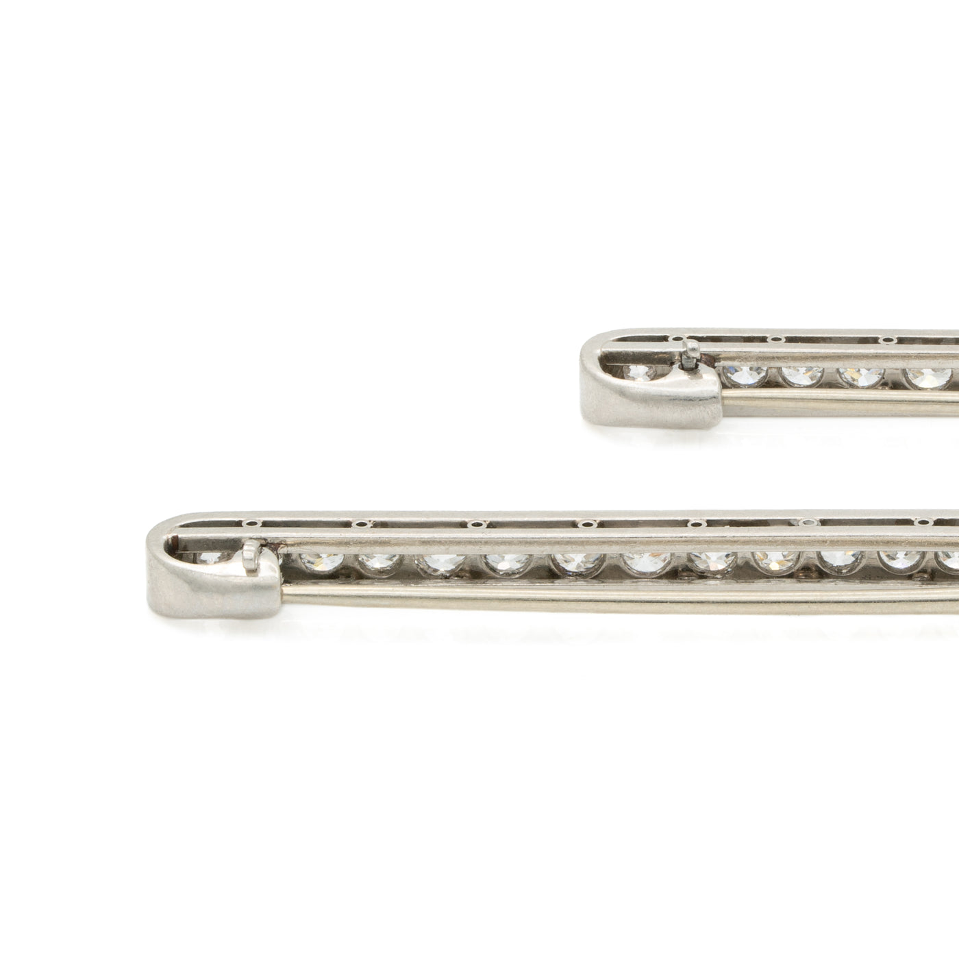 ART DECO PLATINUM AND DIAMOND MATCHING PAIR BAR BROOCHES c.1925