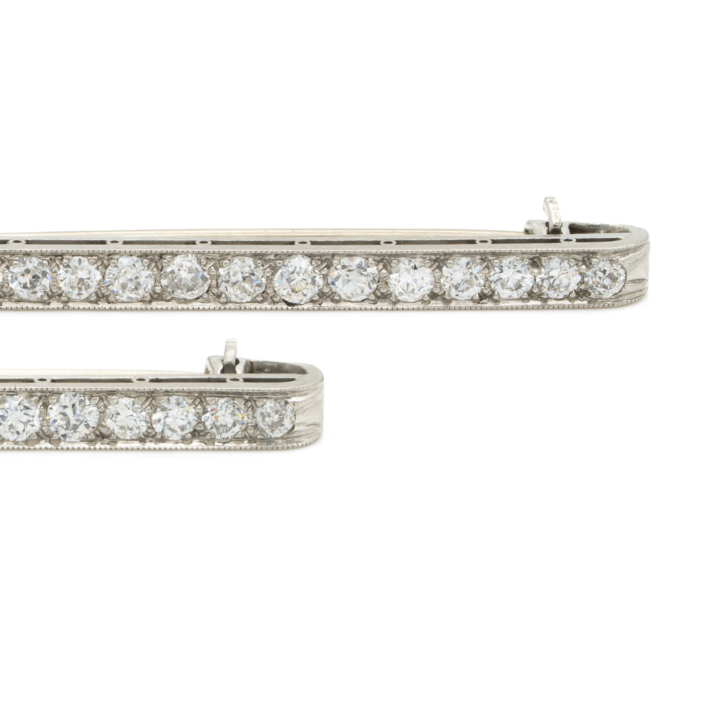 ART DECO PLATINUM AND DIAMOND MATCHING PAIR BAR BROOCHES c.1925