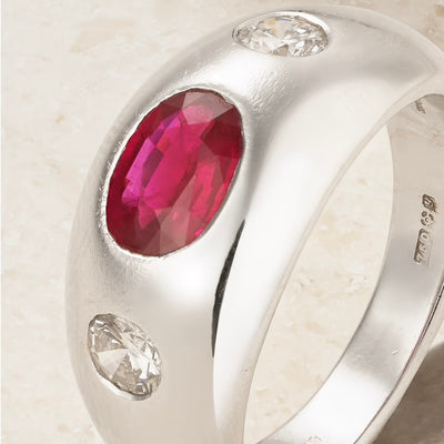 BVLGARI VINTAGE 1980s 18K WHITE GOLD, RUBY AND DIAMOND RING