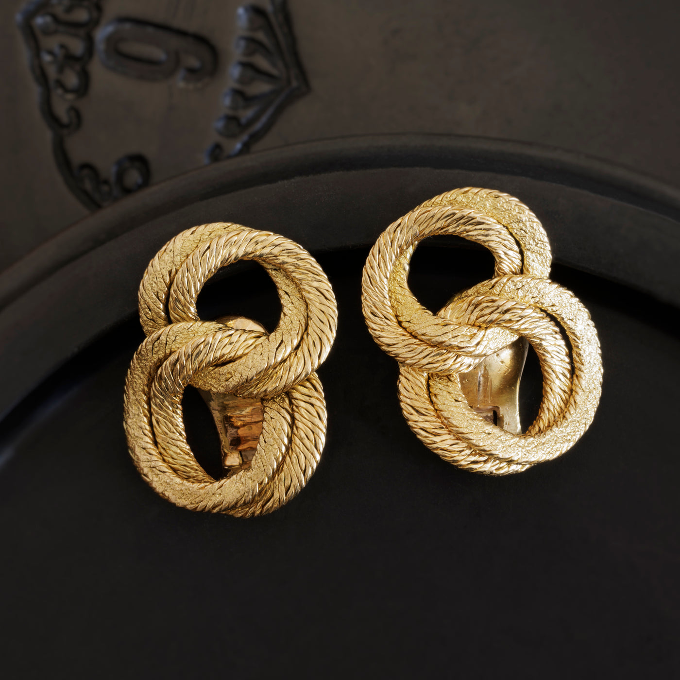 VINTAGE GEORGES LENFANT 18K WOVEN DOUBLE HOOPS