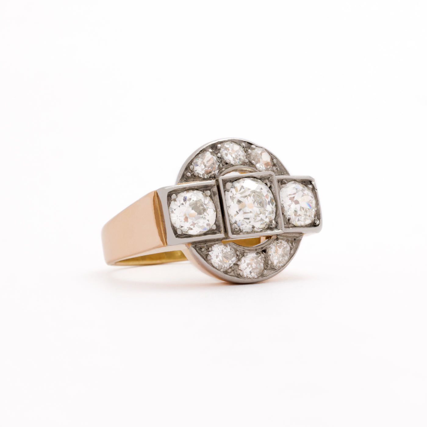 RETRO FRENCH BULLSEYE DIAMOND TANK RING