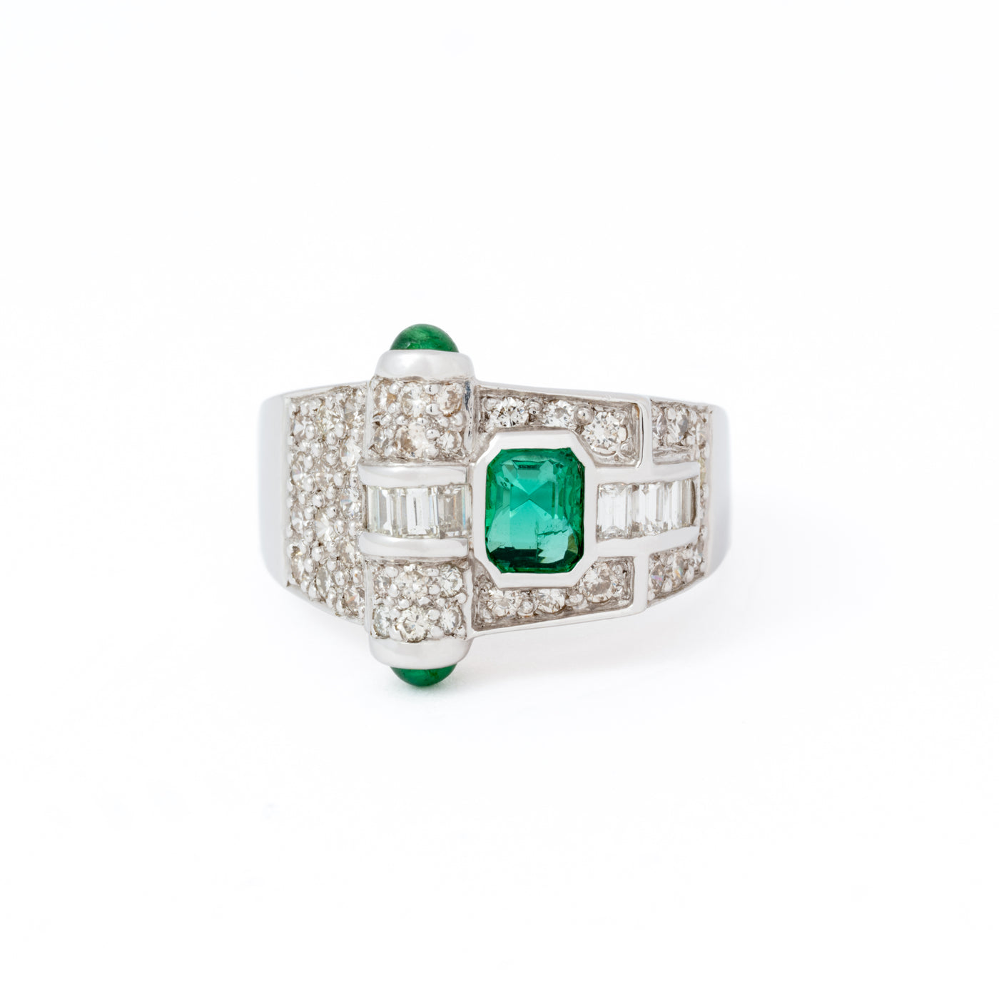 DIAMOND EMERALD TANK RING