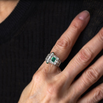 DIAMOND EMERALD TANK RING